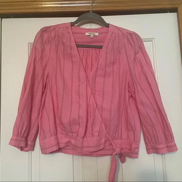 Madewell Cecelia Pink Wrap Blouse - Picture 2 of 6